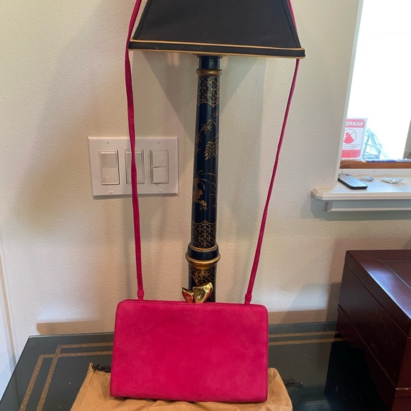 DONNA KAREN VINTAGE NWOT PINK SUEDE CROSSBODY/CLUTCH - Picture 4 of 13